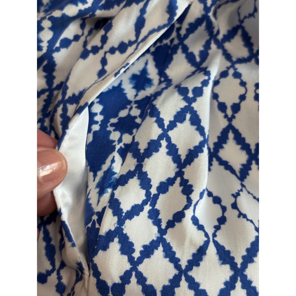 Tommy Bahama Blue White Geometric Tiered High-Low Maxi Dress Pockets XL SW621721 - Picture 7 of 9
